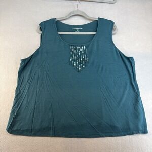 Croft & Barrow Plus Size 2X, Sequence Neck,  Sleeveless,  Casual, Workwear